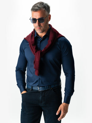 Camasa Barbati Eleganta Albastru Bleumarin 100% Bumbac  All Season Bman0030