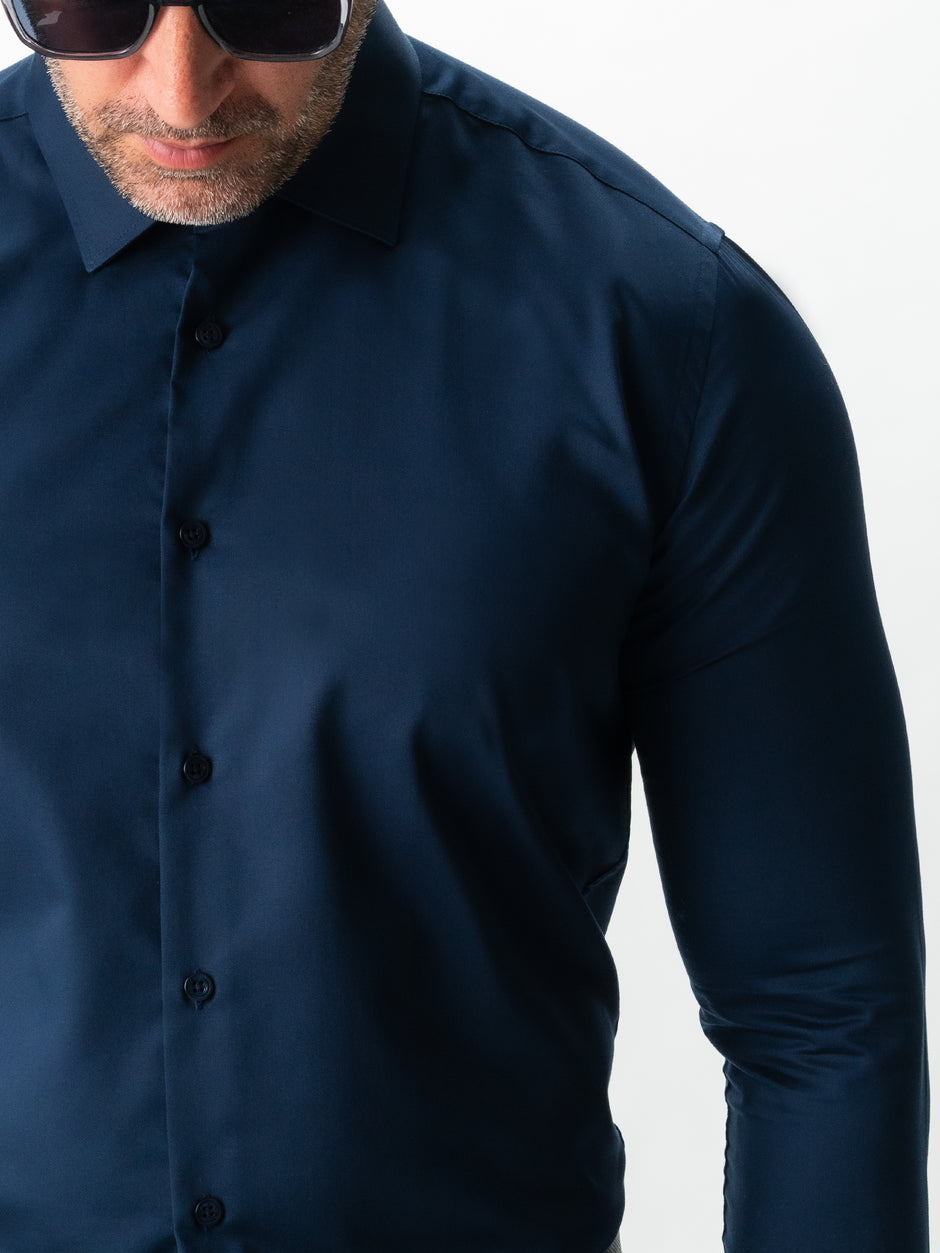 Camasa Barbati Eleganta Albastru Bleumarin 100% Bumbac  All Season Bman0030 (8)