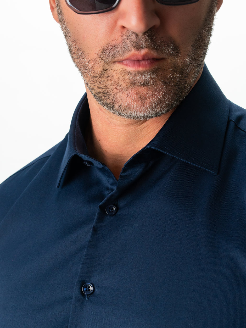 Camasa Barbati Eleganta Albastru Bleumarin 100% Bumbac  All Season Bman0030 (2)