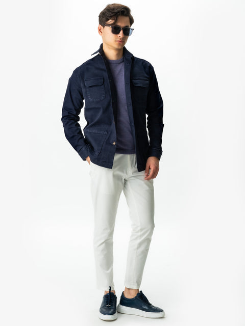 Jacheta Bleumarin Tip Overshirt Camasa Safari Barbati Toamna & Iarna Din Bumbac BMan0038 (5)