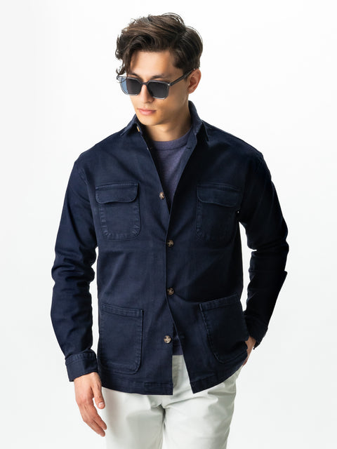 Jacheta Bleumarin Tip Overshirt Camasa Safari Barbati Toamna & Iarna Din Bumbac BMan0038 (1)