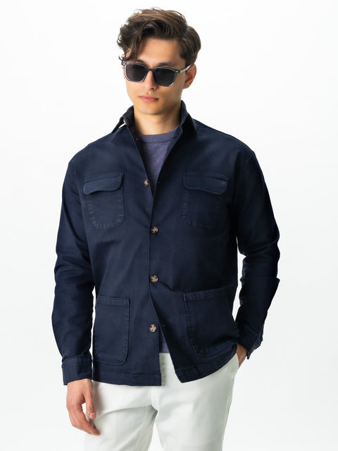 Jacheta Bleumarin Tip Overshirt Camasa Safari Barbati Toamna & Iarna Din Bumbac BMan0038 (8)