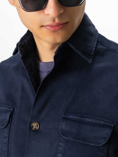 Jacheta Bleumarin Tip Overshirt Camasa Safari Barbati Toamna & Iarna Din Bumbac BMan0038 (3)