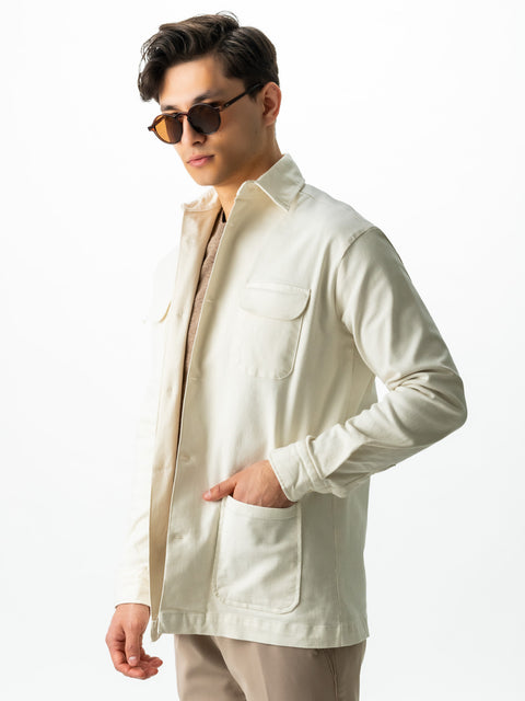 Jacheta Crem Tip Overshirt Camasa Safari Barbati Toamna & Iarna Din Bumbac BMan0038 (7)