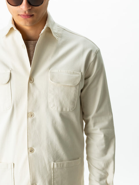 Jacheta Crem Tip Overshirt Camasa Safari Barbati Toamna & Iarna Din Bumbac BMan0038 (9)