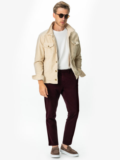 Jacheta Barbati Crem Raiat Tip Overshirt Toamna-Iarna BMan0226 (2)