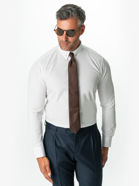 Cămașă Albă Bărbați Elegantă Bumbac Usor De Calcat Guler Ac Pin BMan0012 (1)