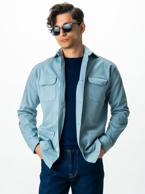 Jacheta Albastru Denim Tip Overshirt Camasa Safari Barbati Toamna & Iarna Din Bumbac BMan0038 (7)