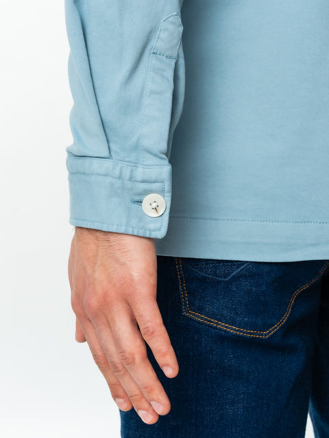Jacheta Albastru Denim Tip Overshirt Camasa Safari Barbati Toamna & Iarna Din Bumbac BMan0038 (4)
