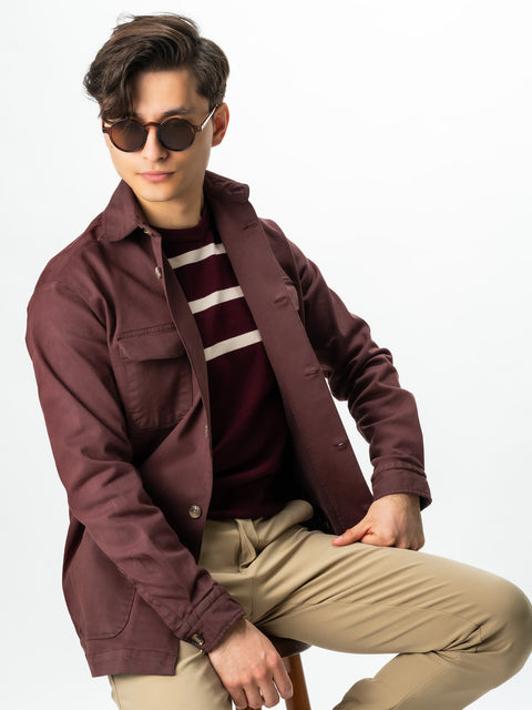 Jacheta Burgundy Tip Overshirt Camasa Safari Barbati Toamna & Iarna Din Bumbac BMan0038 (7)
