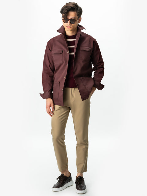 Jacheta Burgundy Tip Overshirt Camasa Safari Barbati Toamna & Iarna Din Bumbac BMan0038 (5)