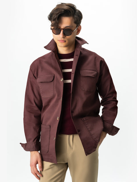Jacheta Burgundy Tip Overshirt Camasa Safari Barbati Toamna & Iarna Din Bumbac BMan0038 (1)
