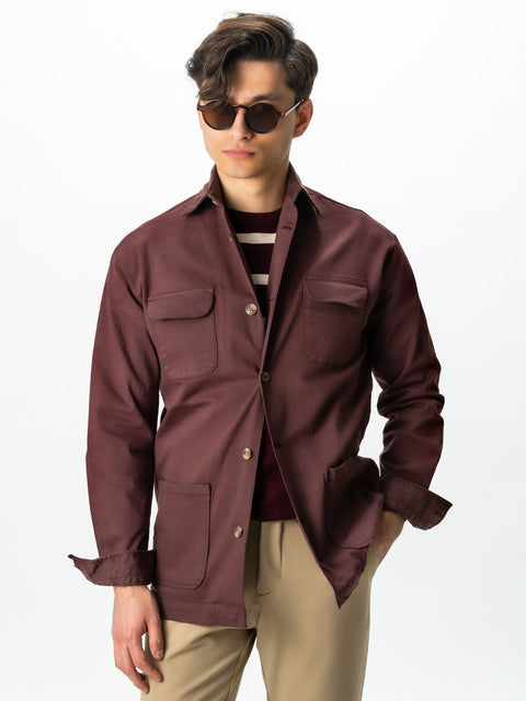Jacheta Burgundy Tip Overshirt Camasa Safari Barbati Toamna & Iarna Din Bumbac BMan0038 (3)