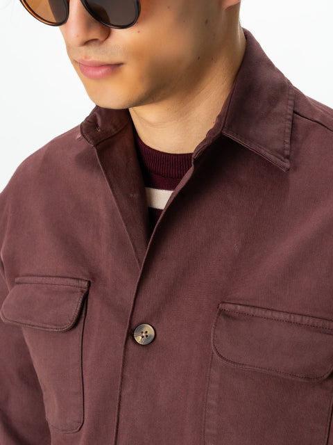 Jacheta Burgundy Tip Overshirt Camasa Safari Barbati Toamna & Iarna Din Bumbac BMan0038 (2)