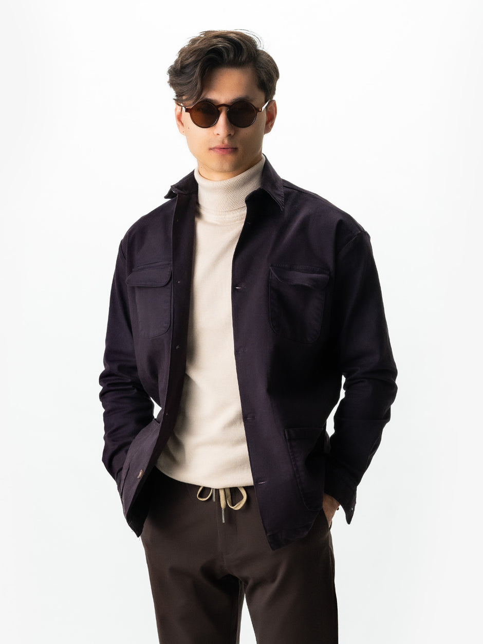 Jacheta Albastra Tip Overshirt Camasa Barbati Din Bumbac BMan0038 (7)