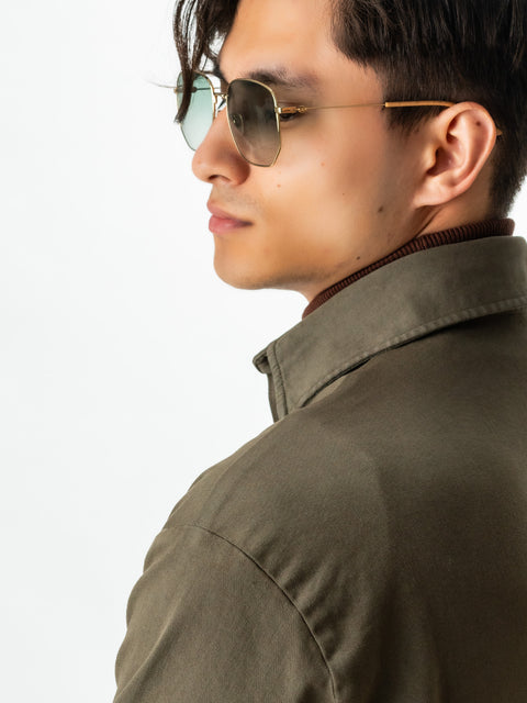 Jacheta Verde Kaki Tip Overshirt Camasa Safari Barbati Toamna & Iarna Din Bumbac BMan0038 (7)