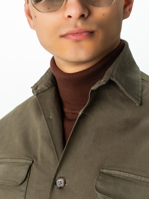 Jacheta Verde Kaki Tip Overshirt Camasa Safari Barbati Toamna & Iarna Din Bumbac BMan0038 (3)