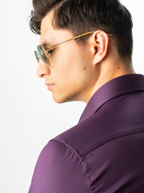 Camasa Barbati Smart Casual & Eleganta Mov Liliac 100% Bumbac Usor De Calcat All Season Bman0030 (8)