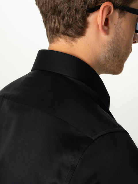 Camasa Barbati Neagra 100% Bumbac Monti Usor De Calcat BMan0006 (4)
