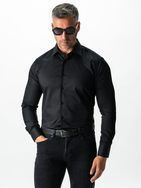 Camasa Barbati Eleganta & Office Neagra 100% Bumbac Usor De Calcat All Season Bman0030 (4)