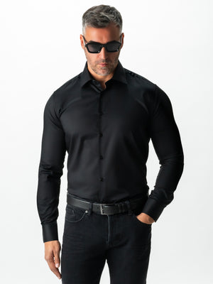 Camasa Barbati Eleganta Neagra Bumbac Usor De Calcat All Season Bman0030