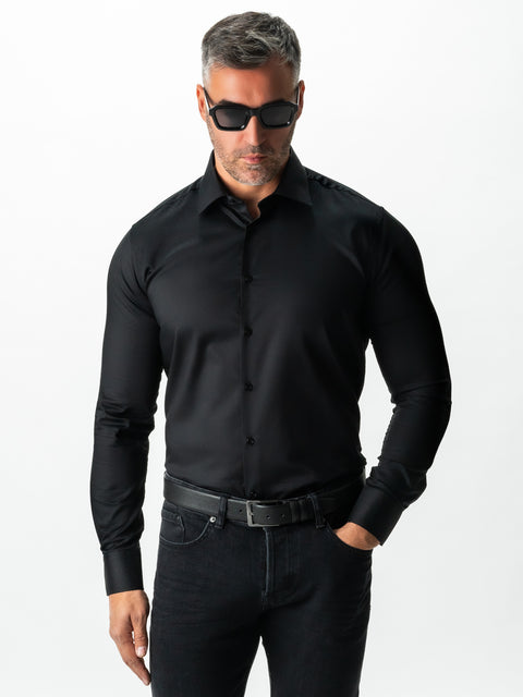 Camasa Barbati Eleganta Neagra Bumbac Usor De Calcat All Season Bman0030