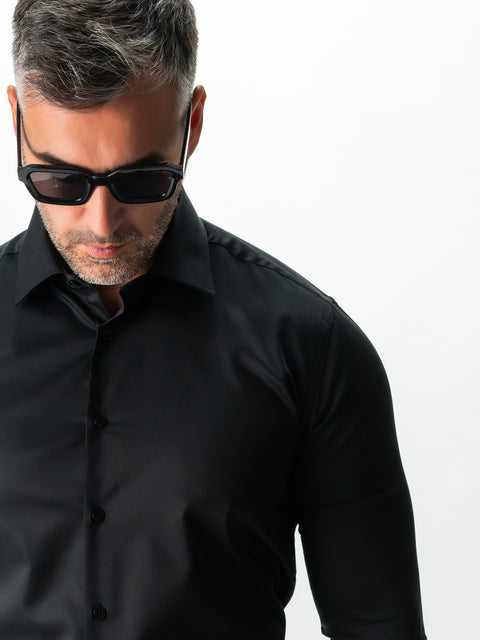 Camasa Barbati Eleganta & Office Neagra 100% Bumbac Usor De Calcat All Season Bman0030 (7)