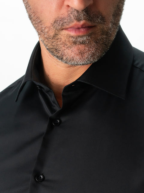 Camasa Barbati Eleganta & Office Neagra 100% Bumbac Usor De Calcat All Season Bman0030 (2)
