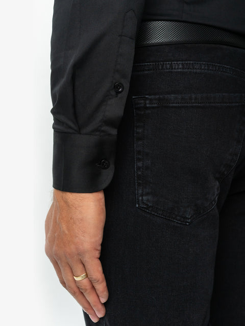 Camasa Barbati Eleganta & Office Neagra 100% Bumbac Usor De Calcat All Season Bman0030 (5)