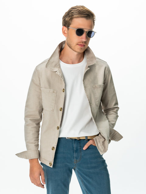 Jacheta Barbati Bej Deschis Tip Overshirt Toamna-Iarna BMan0220
