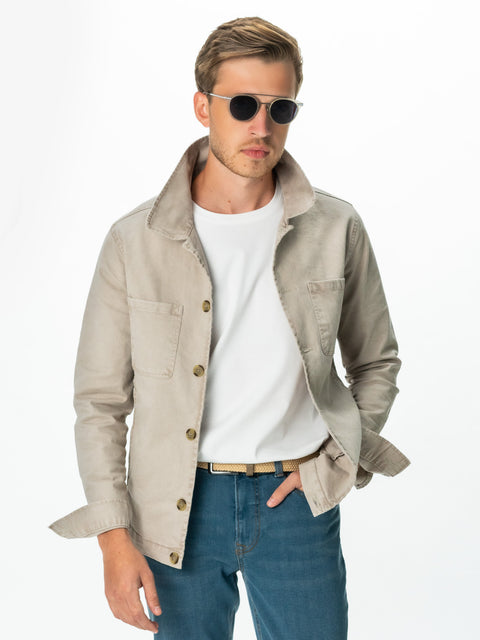 Jacheta Barbati Bej Deschis Tip Overshirt Toamna-Iarna BMan0220 (9)