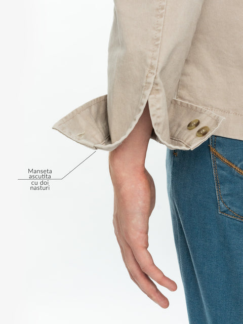 Jacheta Barbati Bej Deschis Tip Overshirt Toamna-Iarna BMan0220 (6)