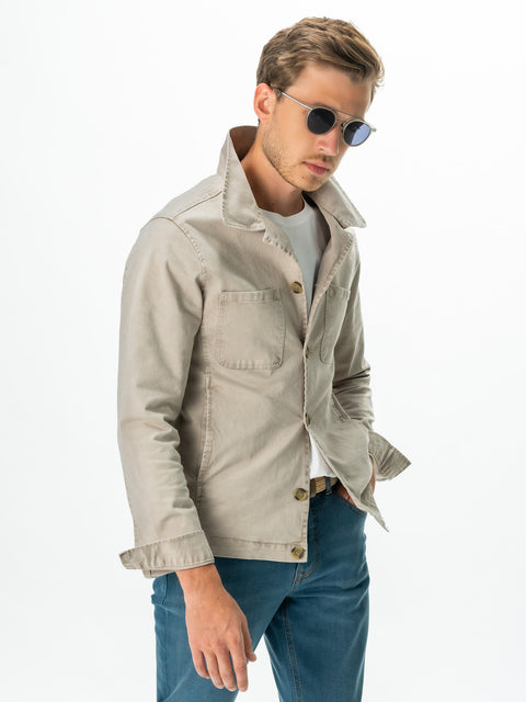 Jacheta Barbati Bej Deschis Tip Overshirt Toamna-Iarna BMan0220 (2)