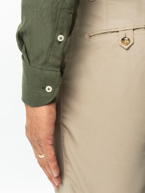 Camasa Bărbați Office & Smart Casual Verde Kaki Din Bombac Natural Tip Flanel BMan0037 (4)