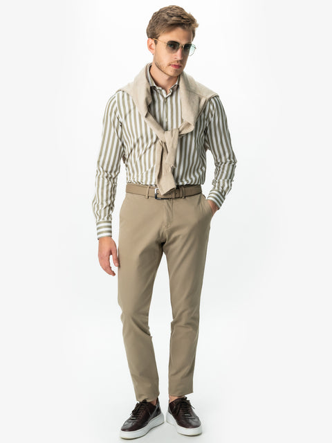 Camasa Bărbați Business Verde Olive În Dungi Smart Casual & Eleganta BMan0016 (3)