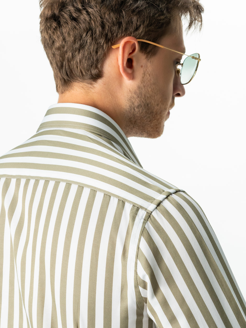 Camasa Bărbați Business Verde Olive În Dungi Smart Casual  BMan0016 (6)