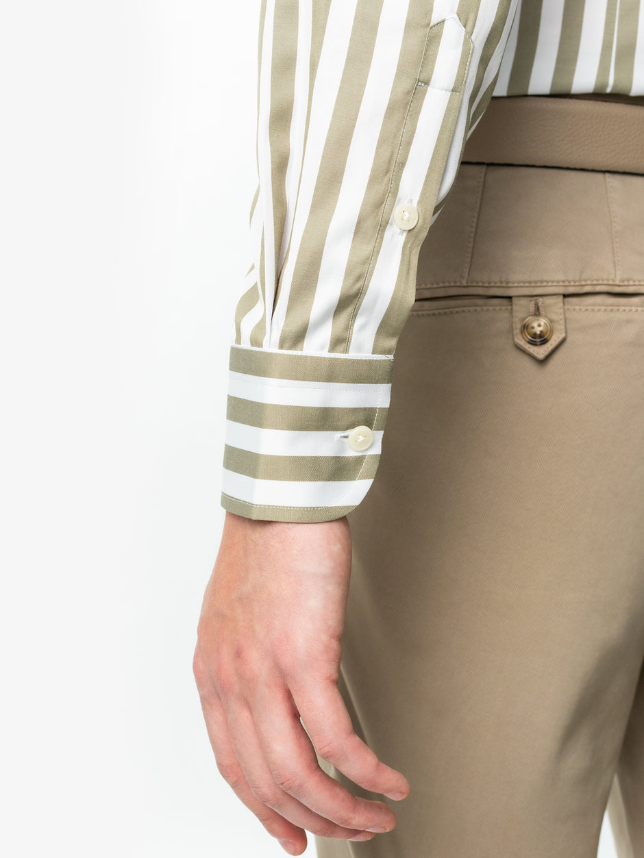 Camasa Bărbați Business Verde Olive În Dungi Smart Casual  BMan0016 (4)