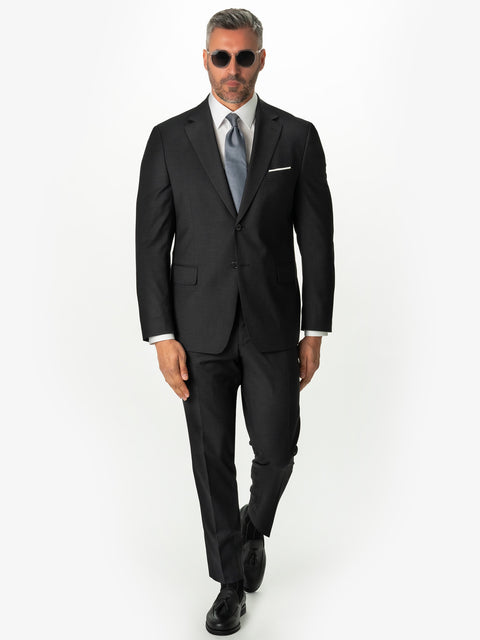 Costum Barbati Elegant Gri Inchis Texturat Pentru Nunți & Evenimente Formale BMan0020 (1)