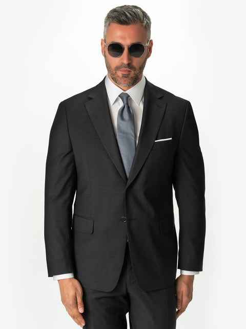 Costum Barbati Elegant Gri Inchis Texturat Pentru Nunți & Evenimente Formale BMan0020 (2)