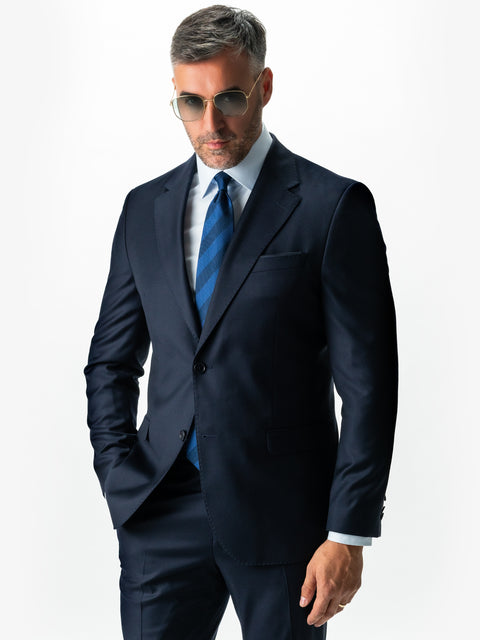 Costum Bărbați Bleumarin Half Canvas Din 100% Stofa Lână Premium Loro Piana All Season BMan0032 (1)
