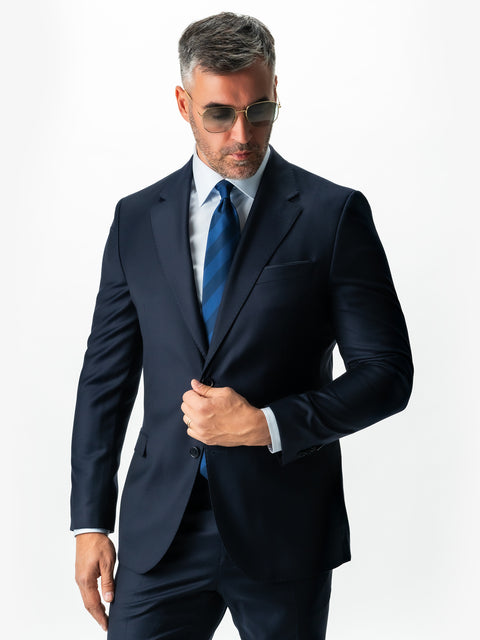 Costum Bărbați Bleumarin Half Canvas Din 100% Stofa Lână Premium Loro Piana All Season BMan0032 (8)