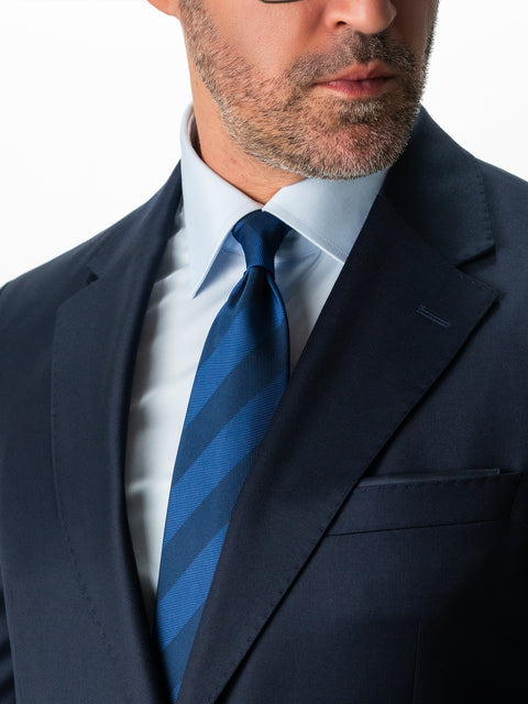 Costum Bărbați Bleumarin Half Canvas Din 100% Stofa Lână Premium Loro Piana All Season BMan0032 (3)