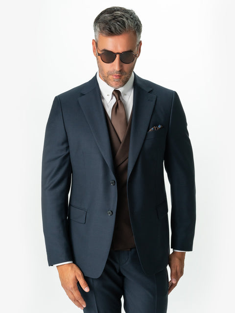 Costum Bleumarin Inchis Vara Barbati 100% Lana Finitura Felice BMan0001 (2)