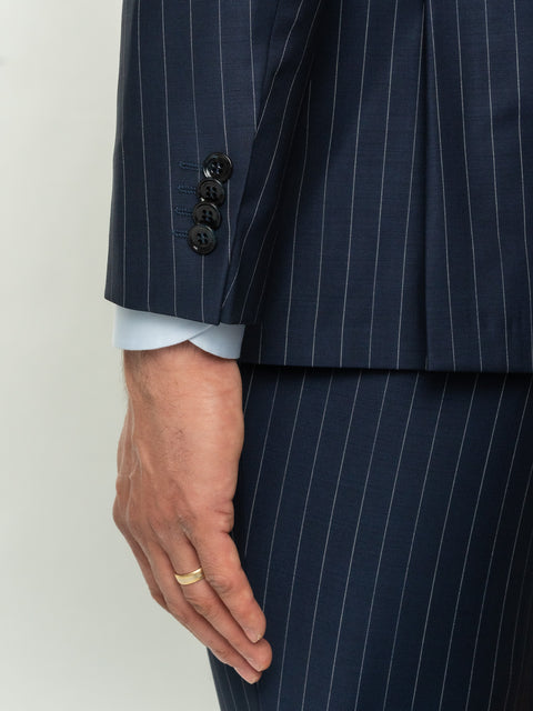 Costum Bărbați Bleumarin Elegant La Două Rânduri 100% Lana Finitura BMan0003 (6)