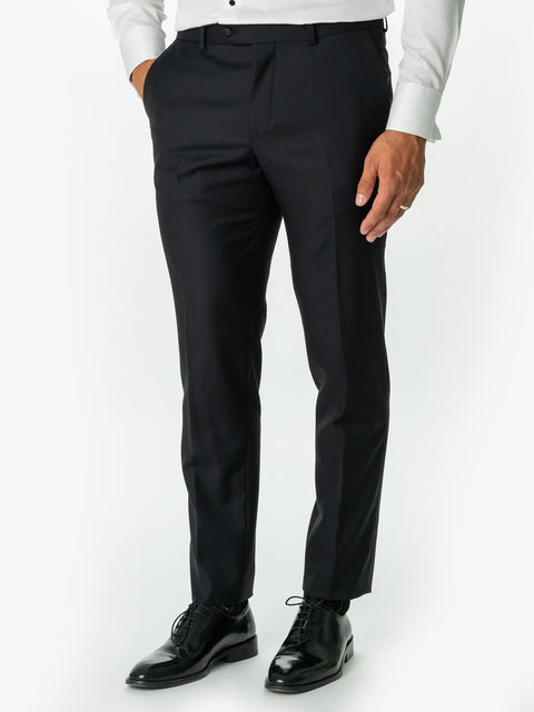 Costum Negru Formal Doua Randuri De Ceremonie & Gala Lana Italiana Vercelli BMan0013 (6)