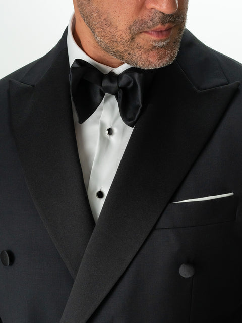 Costum Negru Formal Doua Randuri De Ceremonie & Gala Lana Italiana Vercelli BMan0013 (3)