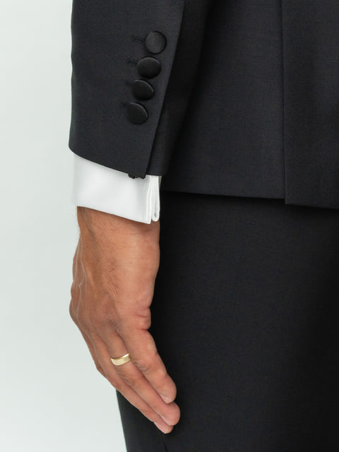 Costum Negru Formal Doua Randuri De Ceremonie & Gala Lana Italiana Vercelli BMan0013 (5)