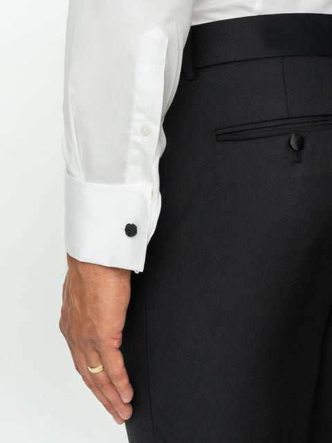 Costum Negru Formal Doua Randuri De Ceremonie & Gala Lana Italiana Vercelli BMan0013 (7)