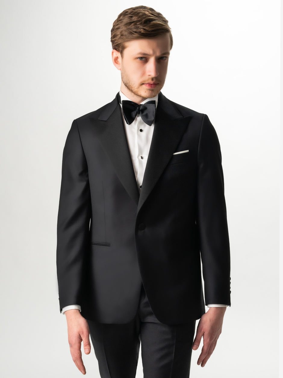 Costum Barbati Negru Smoking Ceremonie Lana Vitale Barberis 110'S BMan0012 (4)
