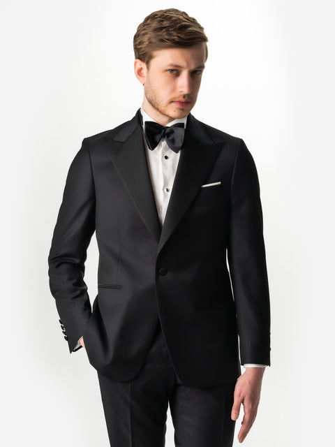 Costum Barbati Negru Smoking Ceremonie Lana Vitale Barberis 110'S BMan0012